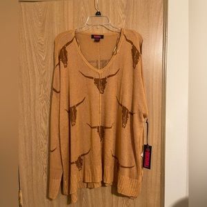 NWT Rock & Roll Denim Longhorn Sweater | Size: XXL